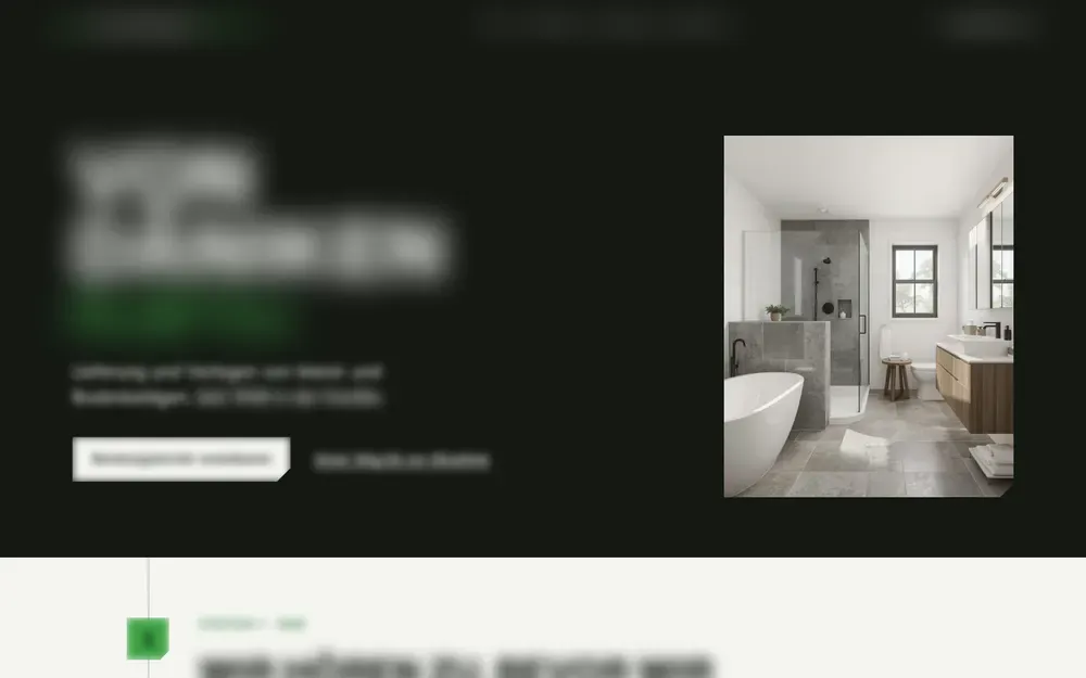 Entwurf einer dunklen Seite für einen Plattenleger mit Badezimmerfoto